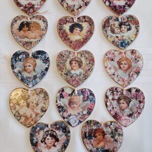 Vintage Bradford Exchange Heavenly Hearts Ornament Collection of 14 From 1996